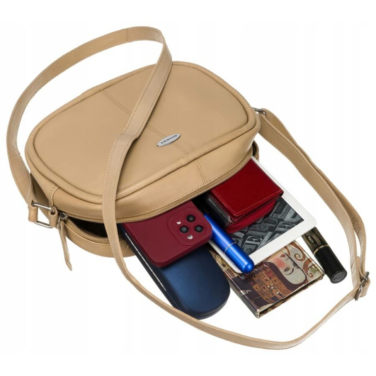 Valódi bőr Női oldaltáska bézs színben