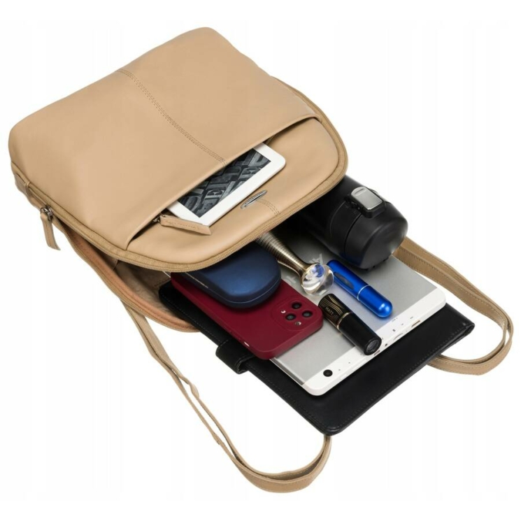  Női valódi bőr Városi  hátizsák bézs színben