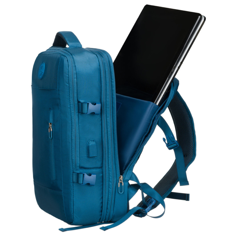 Peterson extrabővíthető kék színű hátizsák kézipoggyász méretben 40 x 30 x 20 cm