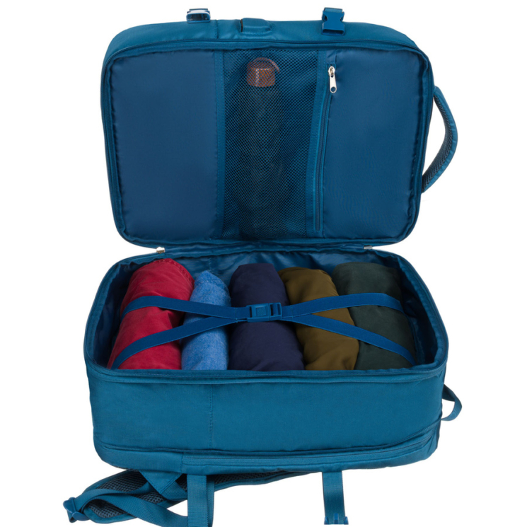 Peterson extrabővíthető kék színű hátizsák kézipoggyász méretben 40 x 30 x 20 cm