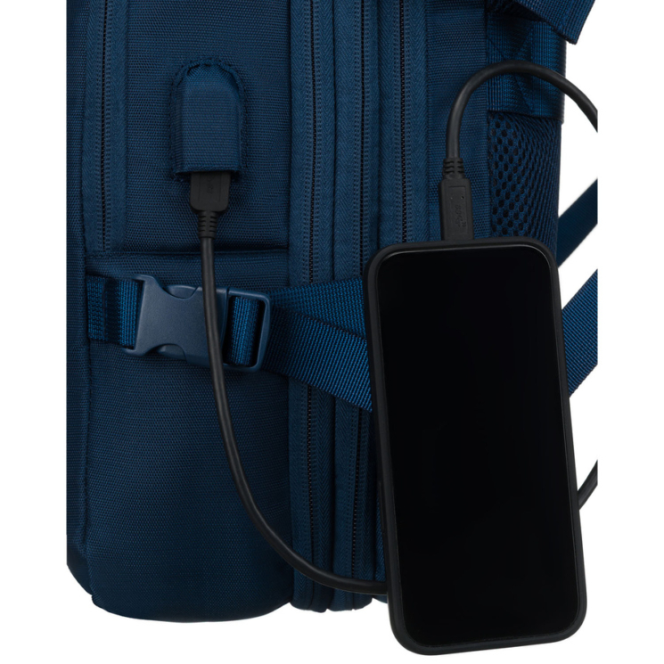 Peterson extrabővíthető sötétkék színű hátizsák kézipoggyász méretben 40 x 30 x 20 cm
