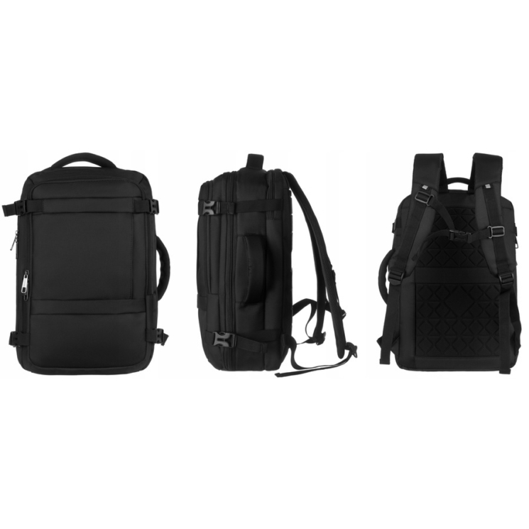 Peterson 3- Funkciós Vízálló Utazó Hátizsák Fekete Színben