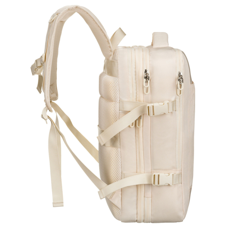 Peterson extrabővíthető bézs színű hátizsák kézipoggyász méretben 40 x 30 x 20 cm