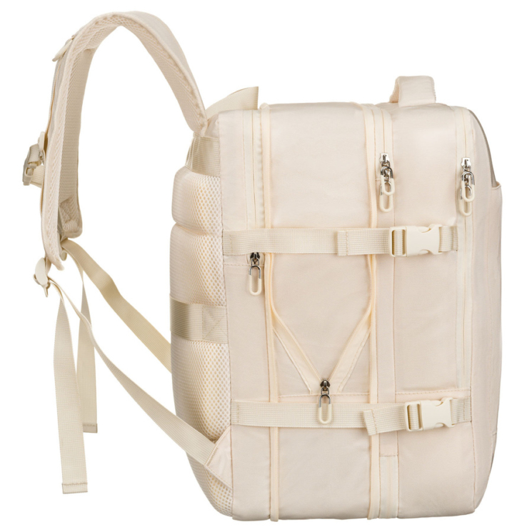 Peterson extrabővíthető bézs színű hátizsák kézipoggyász méretben 40 x 30 x 20 cm