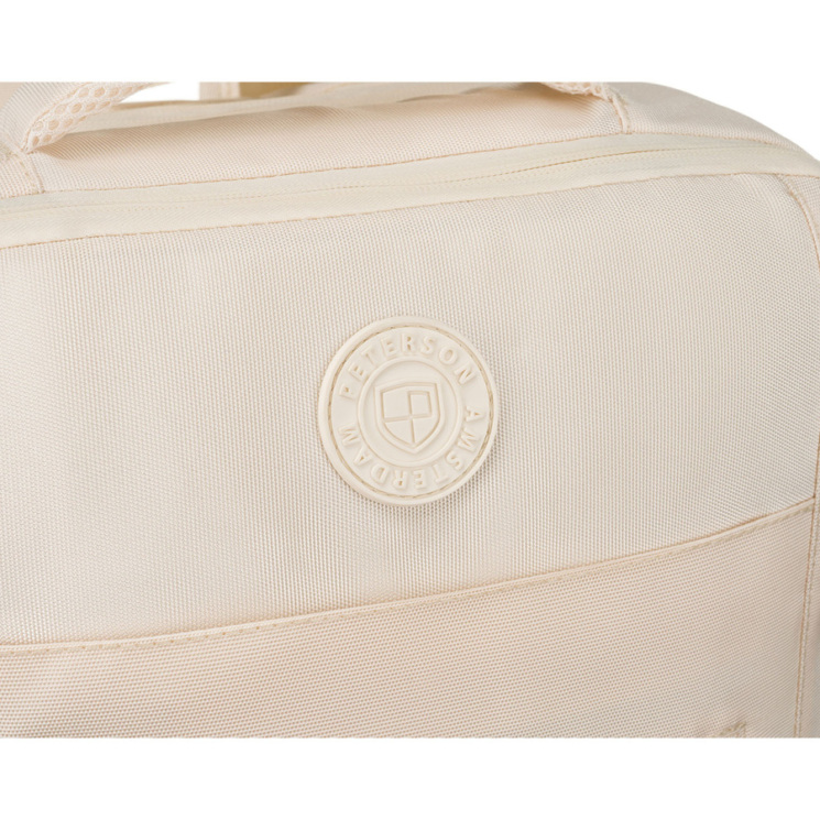 Peterson extrabővíthető bézs színű hátizsák kézipoggyász méretben 40 x 30 x 20 cm