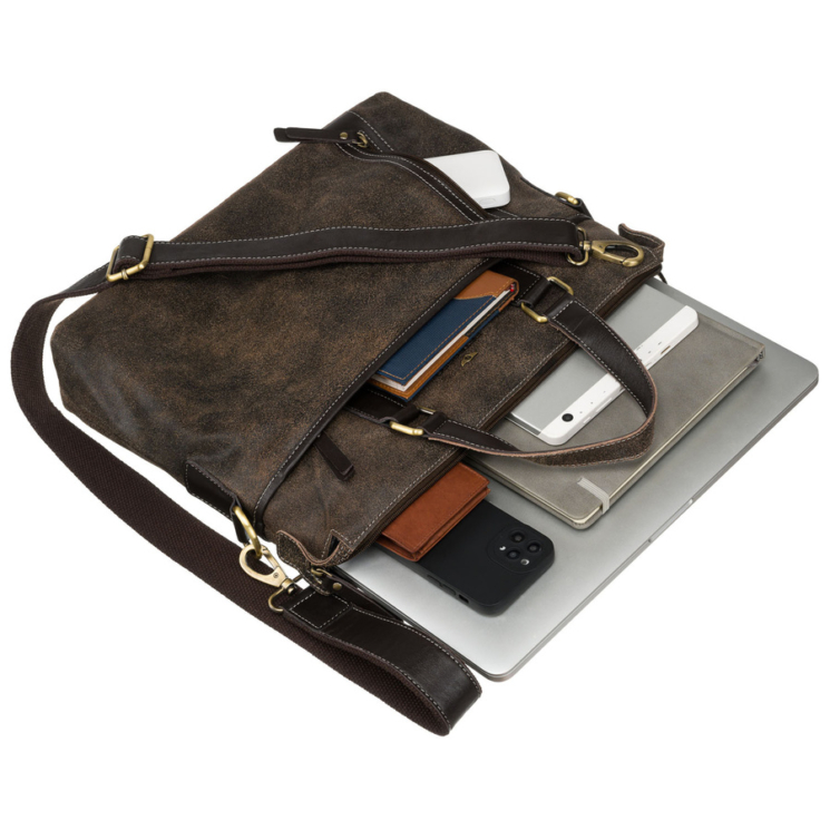 Valódi bőr üzleti táska laptoptartóval fekete színben