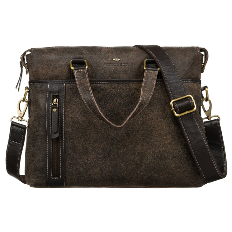 Valódi bőr üzleti táska laptoptartóval fekete színben