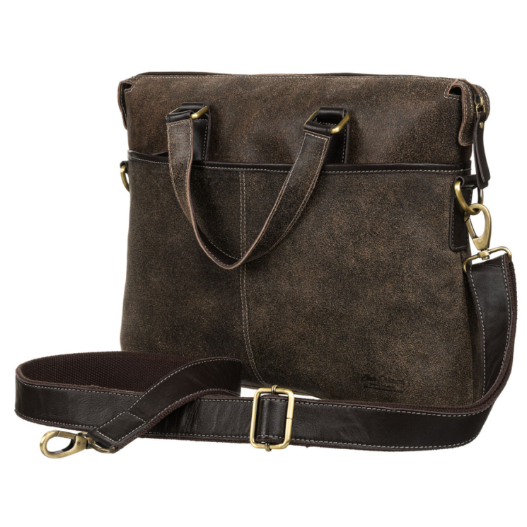 Valódi bőr üzleti táska laptoptartóval fekete színben