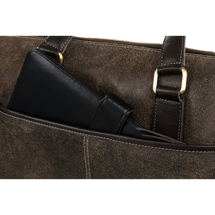 Valódi bőr üzleti táska laptoptartóval fekete színben