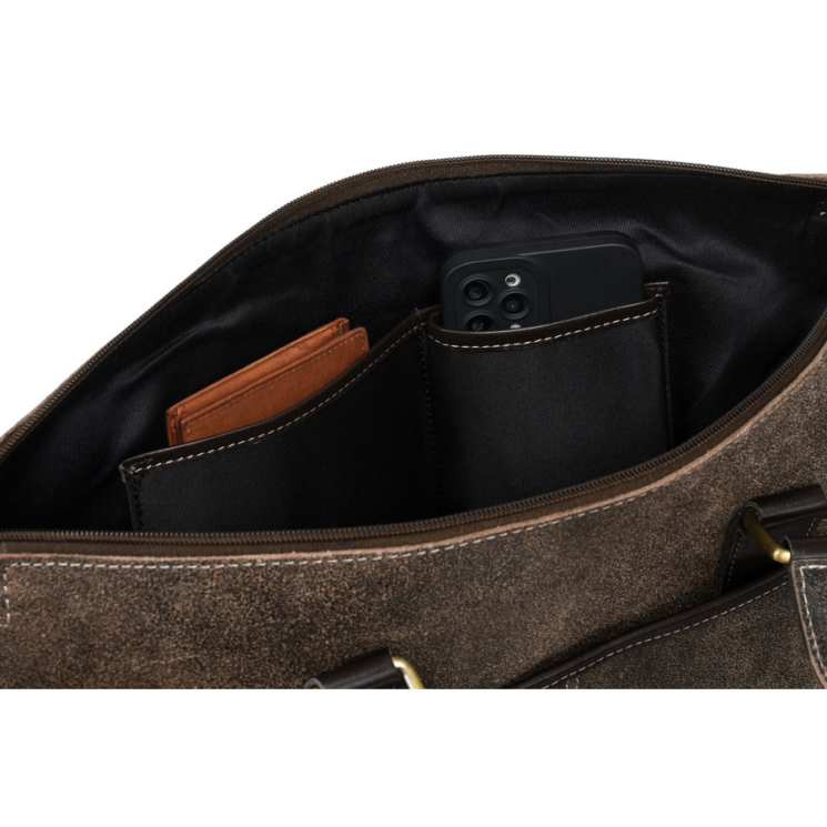 Valódi bőr üzleti táska laptoptartóval fekete színben