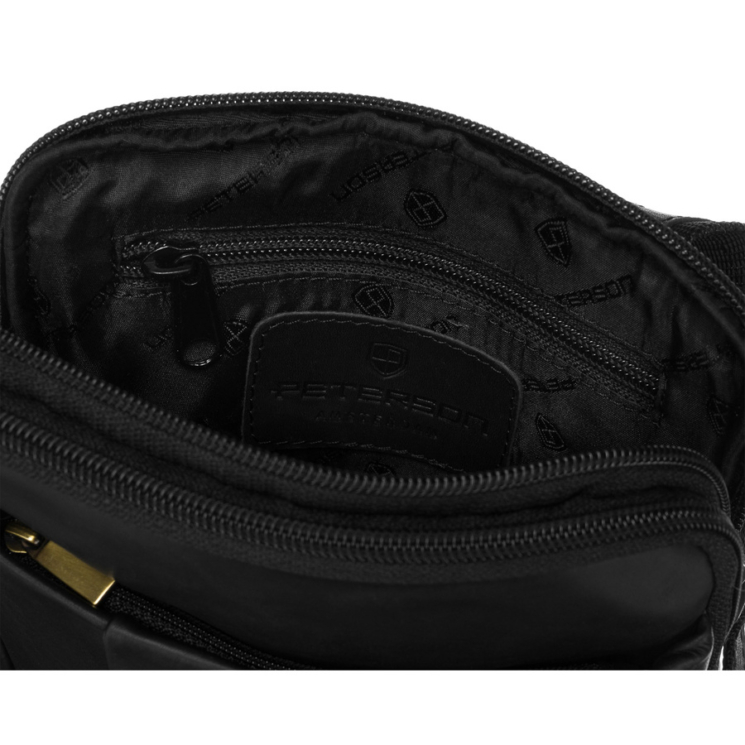 Valódi Bőr Peterson Férfi Oldaltáska fekete színben