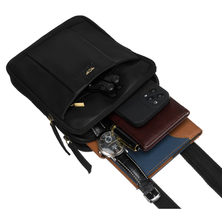 Valódi Bőr Peterson Férfi Oldaltáska fekete színben