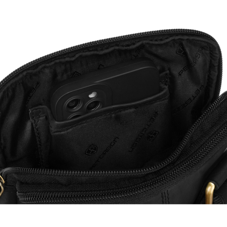 Valódi Bőr Peterson Férfi Oldaltáska fekete színben