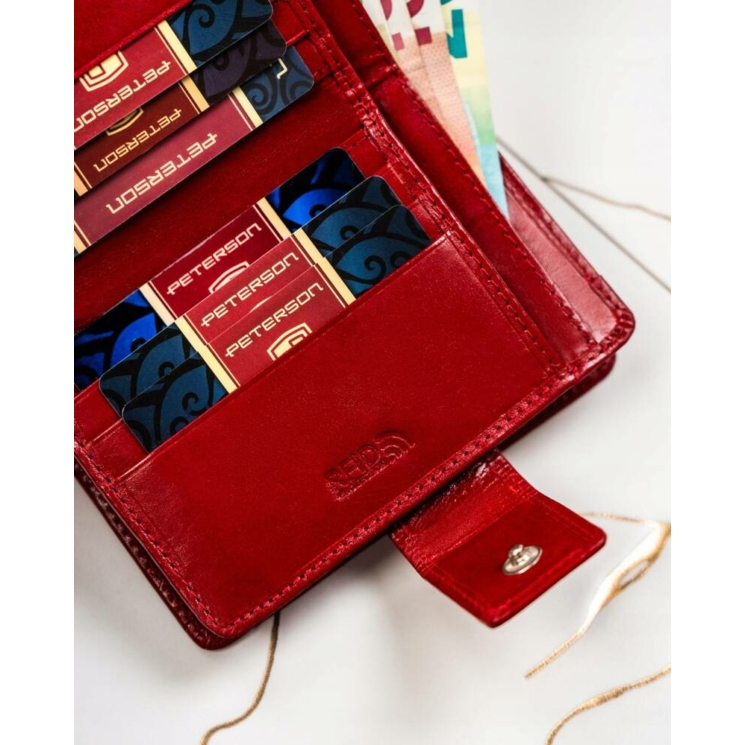 Valódi bőr pénztárca + kulcsatartó Ajándékcsomag piros színben