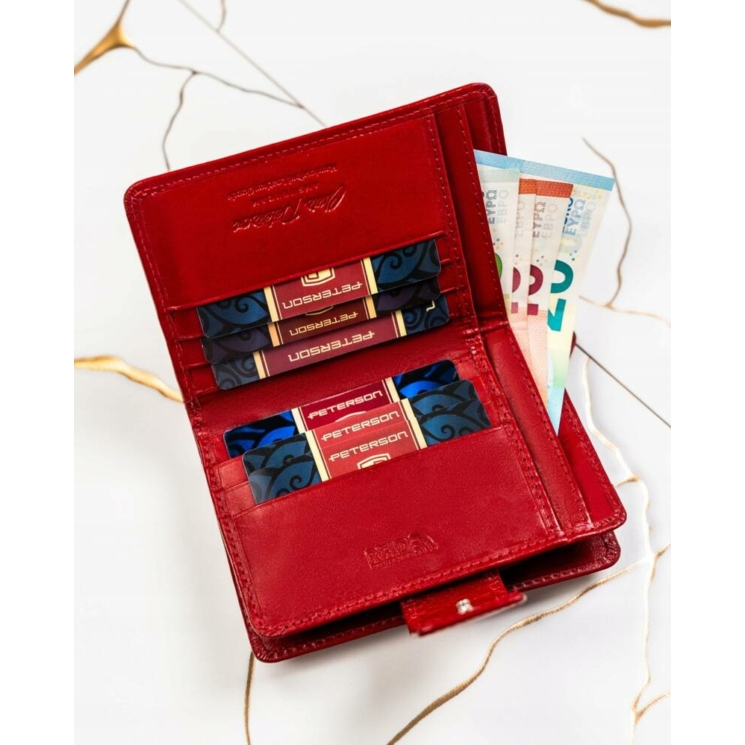 Valódi bőr pénztárca + kulcsatartó Ajándékcsomag piros színben