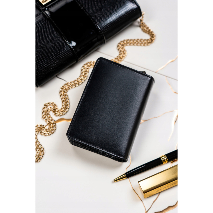 Valódi bőr pénztárca + kulcsatartó Ajándékcsomag fekete színben