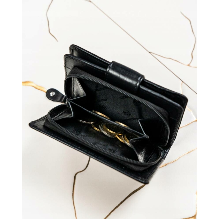 Valódi bőr pénztárca + kulcsatartó Ajándékcsomag fekete színben