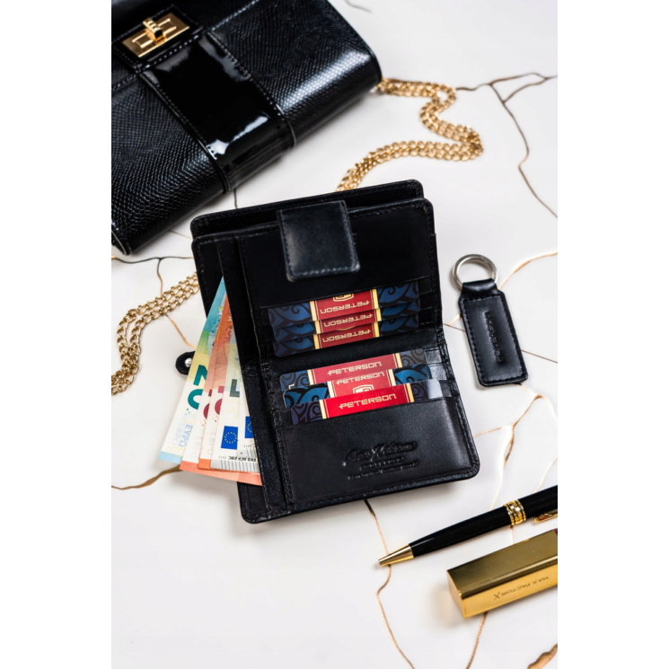 Valódi bőr pénztárca + kulcsatartó Ajándékcsomag fekete színben