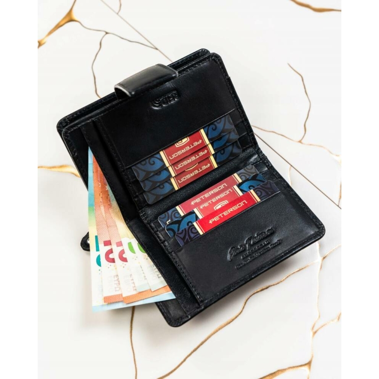 Valódi bőr pénztárca + kulcsatartó Ajándékcsomag fekete színben