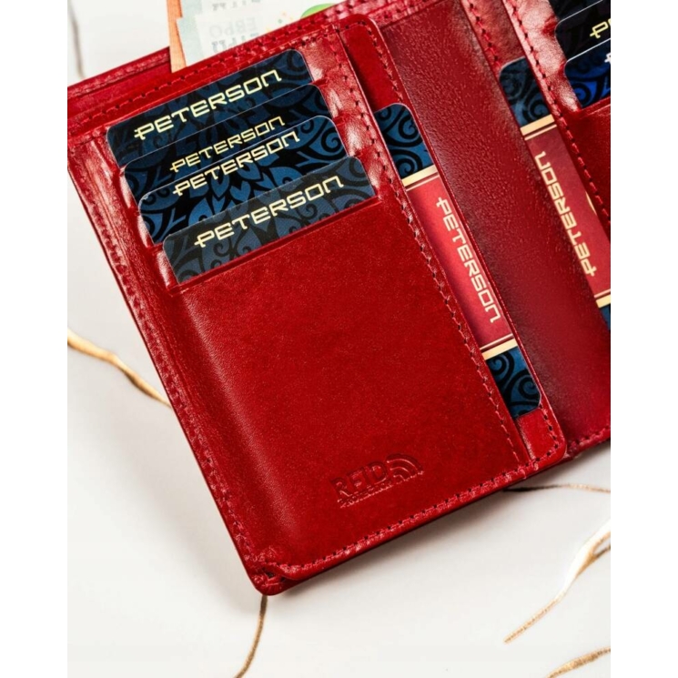 Valódi bőr pénztárca + kulcsatartó Ajándékcsomag piros színben