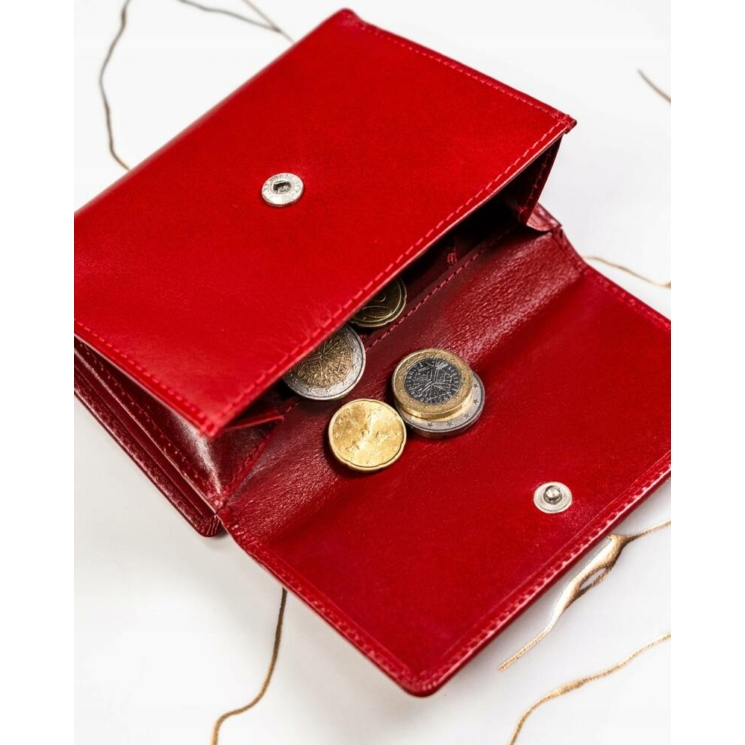 Valódi bőr pénztárca + kulcsatartó Ajándékcsomag piros színben
