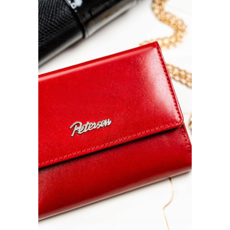 Valódi bőr pénztárca + kulcsatartó Ajándékcsomag piros színben