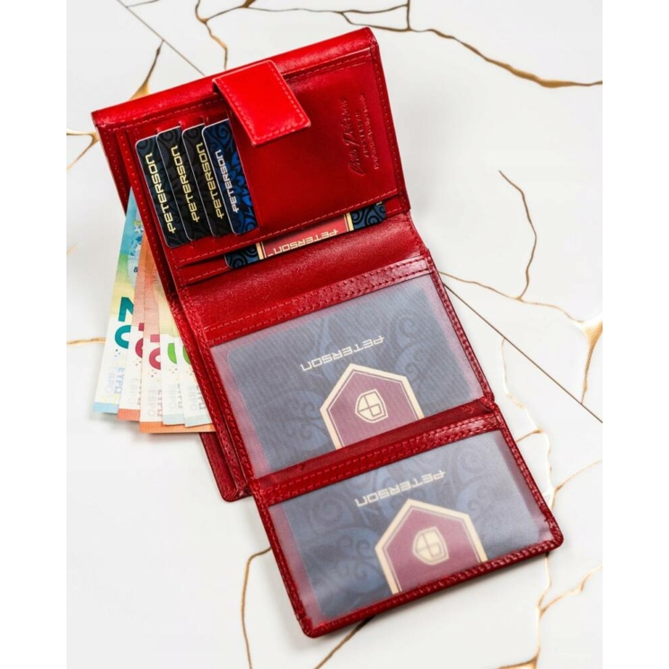 Valódi bőr pénztárca + kulcsatartó Ajándékcsomag piros színben