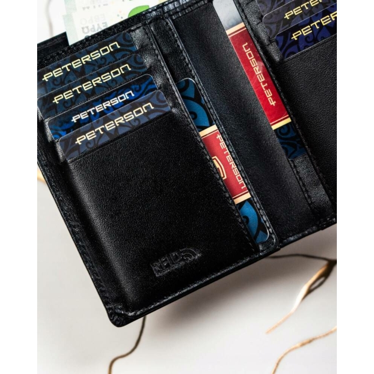 Valódi bőr pénztárca + kulcsatartó Ajándékcsomag fekete színben