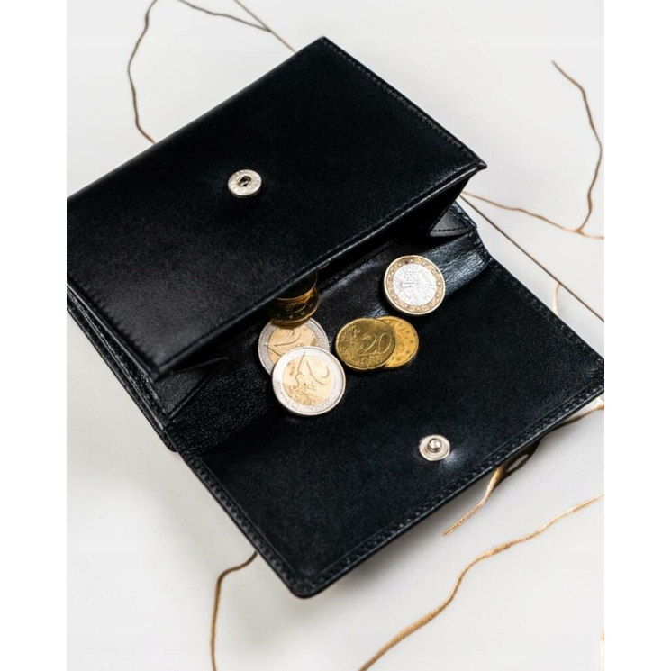 Valódi bőr pénztárca + kulcsatartó Ajándékcsomag fekete színben