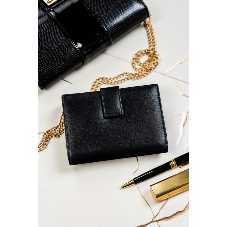 Valódi bőr pénztárca + kulcsatartó Ajándékcsomag fekete színben