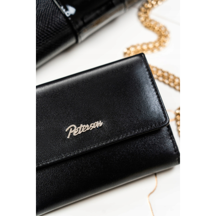 Valódi bőr pénztárca + kulcsatartó Ajándékcsomag fekete színben