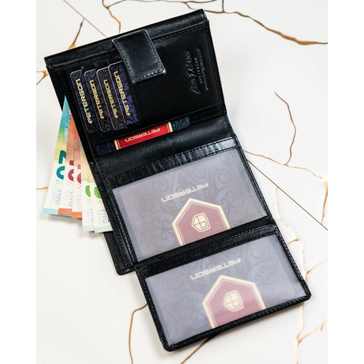 Valódi bőr pénztárca + kulcsatartó Ajándékcsomag fekete színben