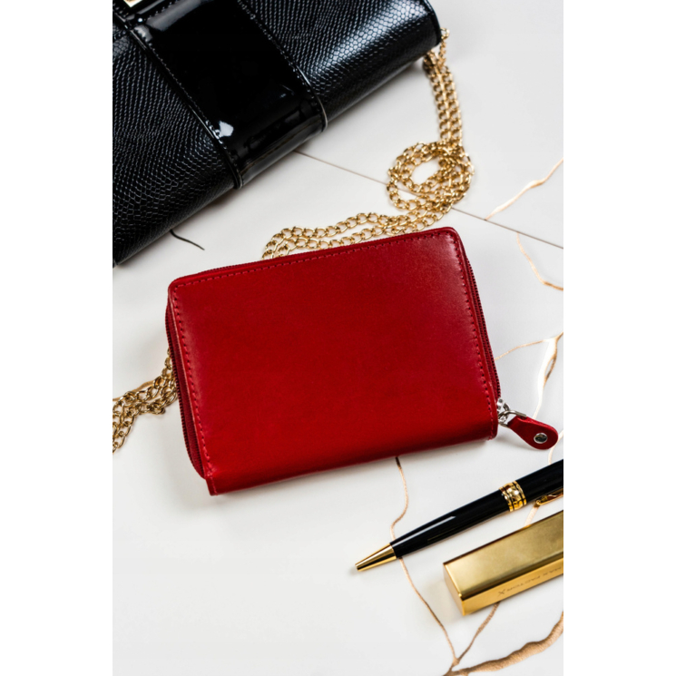 Valódi bőr pénztárca + kulcsatartó Ajándékcsomag piros színben