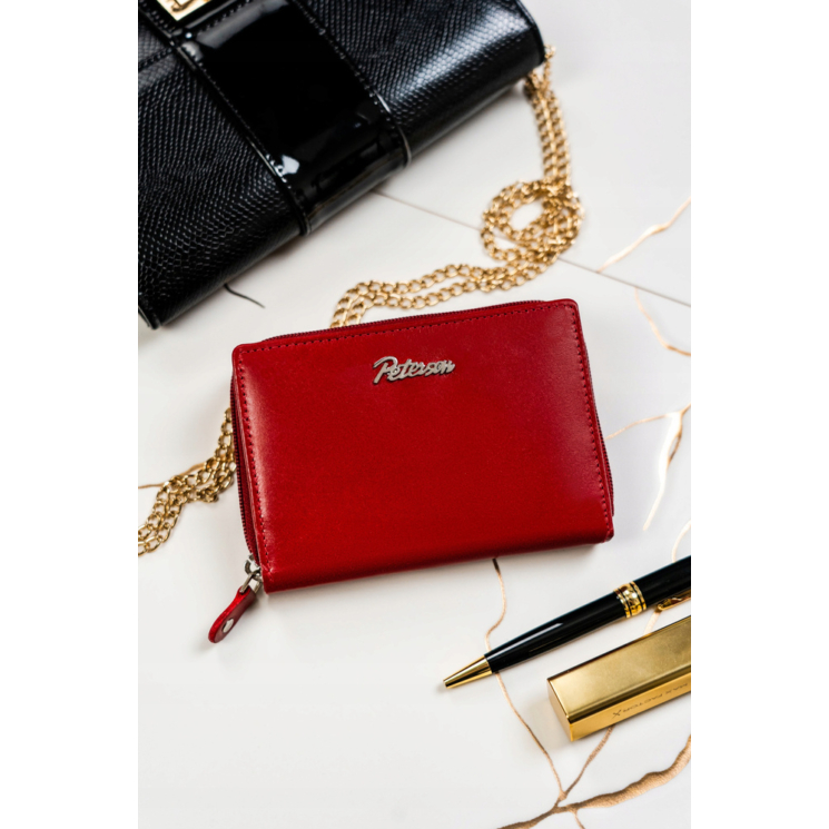 Valódi bőr pénztárca + kulcsatartó Ajándékcsomag piros színben