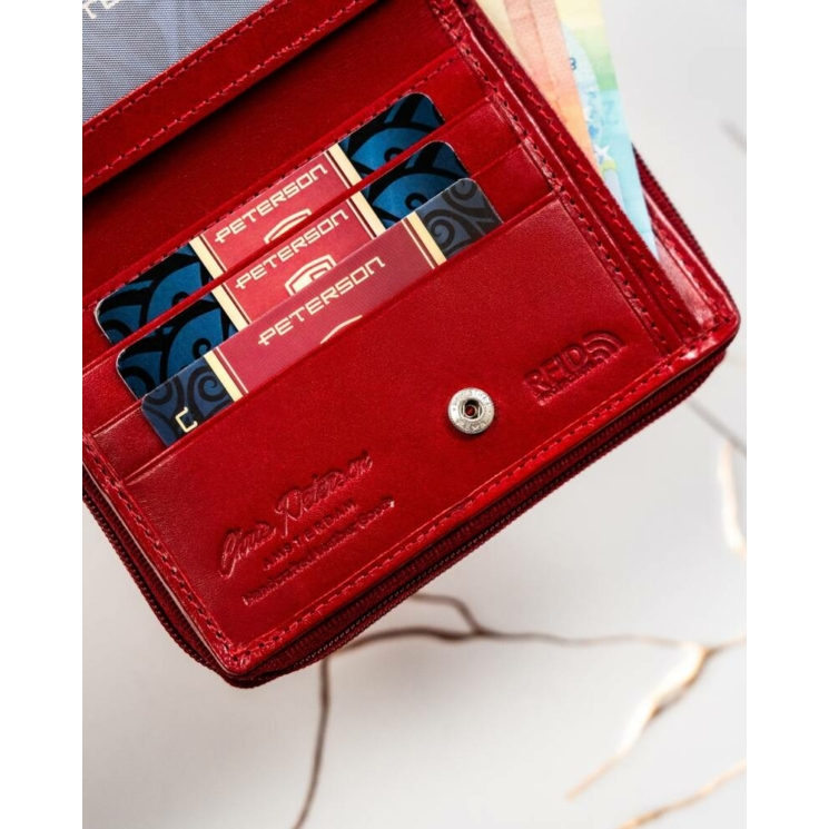 Valódi bőr pénztárca + kulcsatartó Ajándékcsomag piros színben