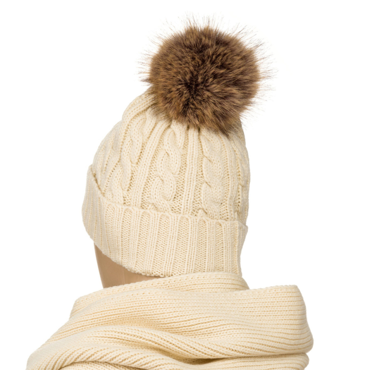 Téli szett pomponos sapkával, kesztyűvel és sállal - Peterson