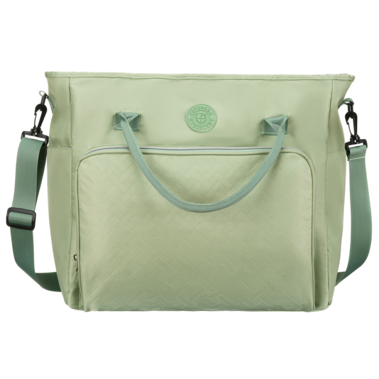 Praktikus zöld színű utazótáska bőröndtartóval Wizzair kézipoggyász méretben