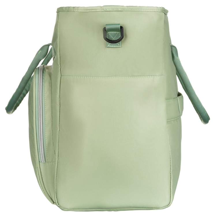 Praktikus zöld színű utazótáska bőröndtartóval Wizzair kézipoggyász méretben