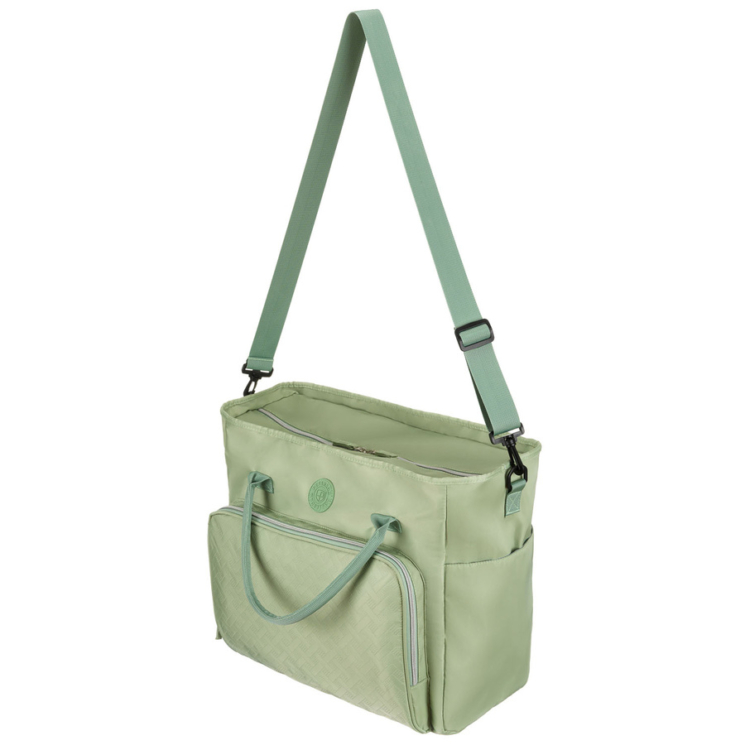 Praktikus zöld színű utazótáska bőröndtartóval Wizzair kézipoggyász méretben