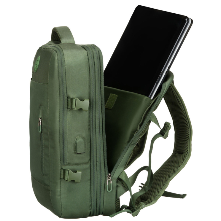 Peterson extrabővíthető zöld színű hátizsák kézipoggyász méretben 40 x 30 x 20 cm