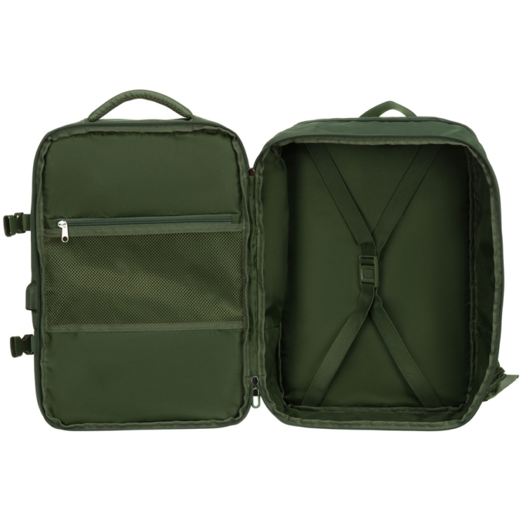 Peterson extrabővíthető zöld színű hátizsák kézipoggyász méretben 40 x 30 x 20 cm