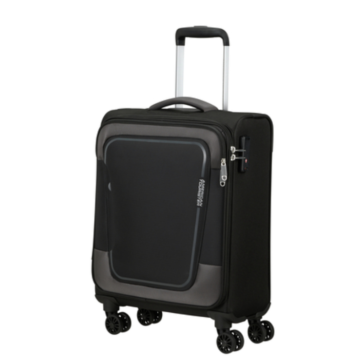 American Tourister Pulsonic Spinner Bővíthető Kabinbőrönd 55cm AsphaltBlack