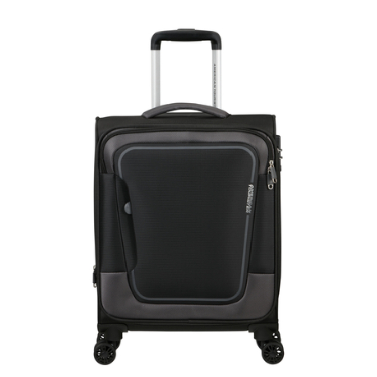 American Tourister Pulsonic Spinner Bővíthető Kabinbőrönd 55cm AsphaltBlack