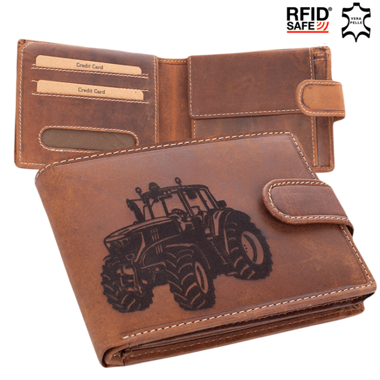 Giulio  pénztárca bőr traktor mintával RFID rendszerrel