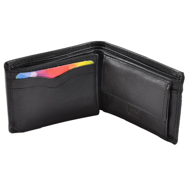 Kis méretű férfi bőr pénztárca fekete színben RFID védelemmel 38655 Black