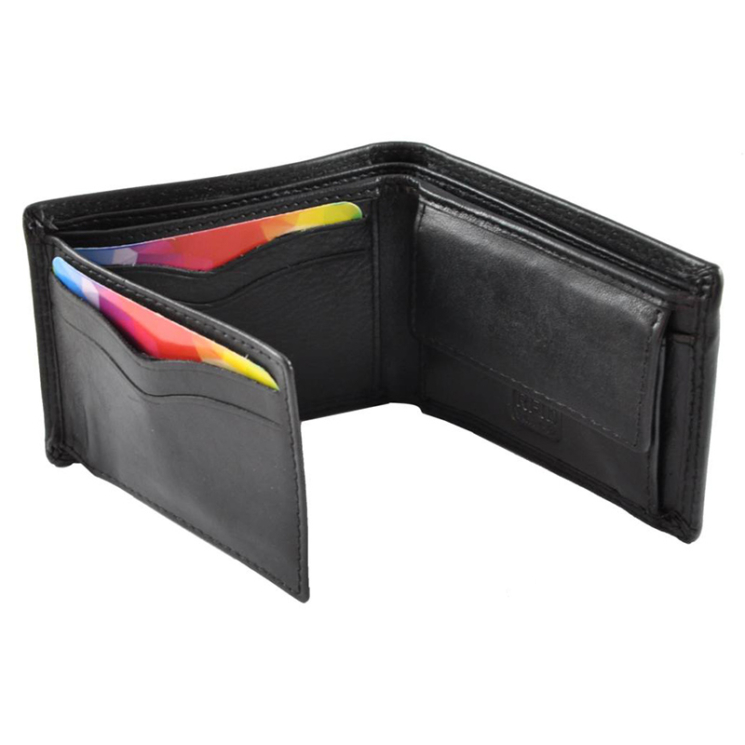 Kis méretű férfi bőr pénztárca fekete színben RFID védelemmel 38655 Black