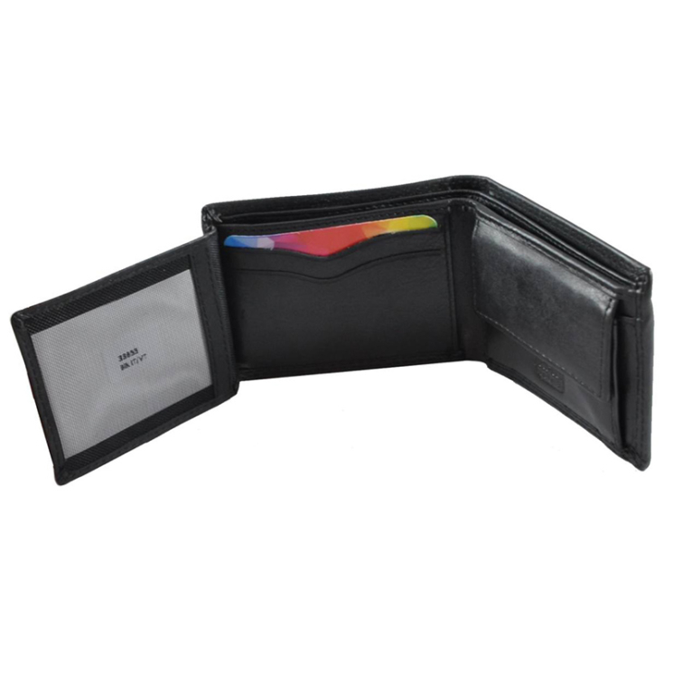 Kis méretű férfi bőr pénztárca fekete színben RFID védelemmel 38655 Black