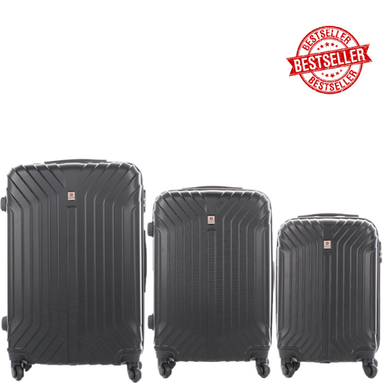 LEONARDO DA VINCI 507 3 db-os bőrönd szett Fekete színben