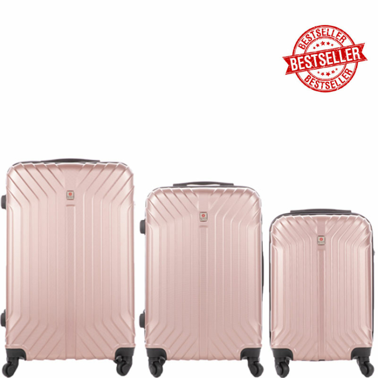 LEONARDO DA VINCI 507 3 db-os bőrönd szett Rosegold színben