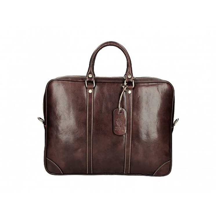 Valódi bőr Aktatáska sötétbarna színben